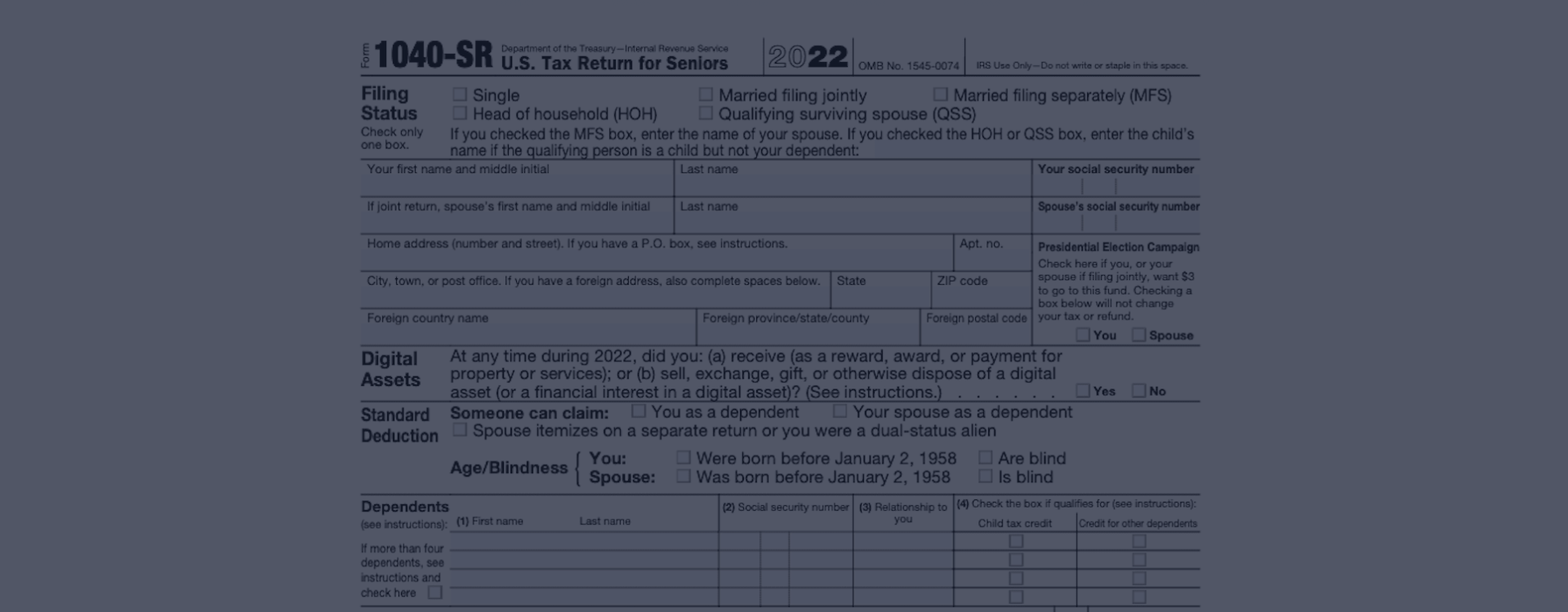 Form 1040SR ᐉ 2022 IRS 1040SR Tax Form Instructions, Printable