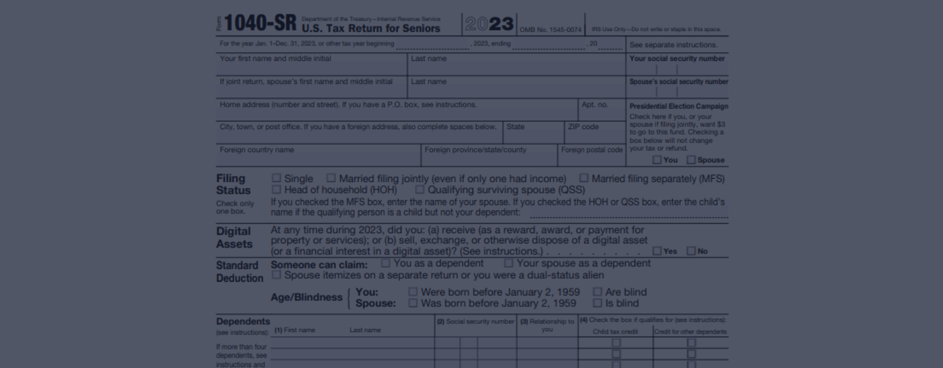 Form 1040SR ᐉ 2023 IRS 1040SR Tax Form Instructions, Printable